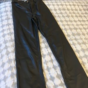 Zara Black Leather Flare Pants
